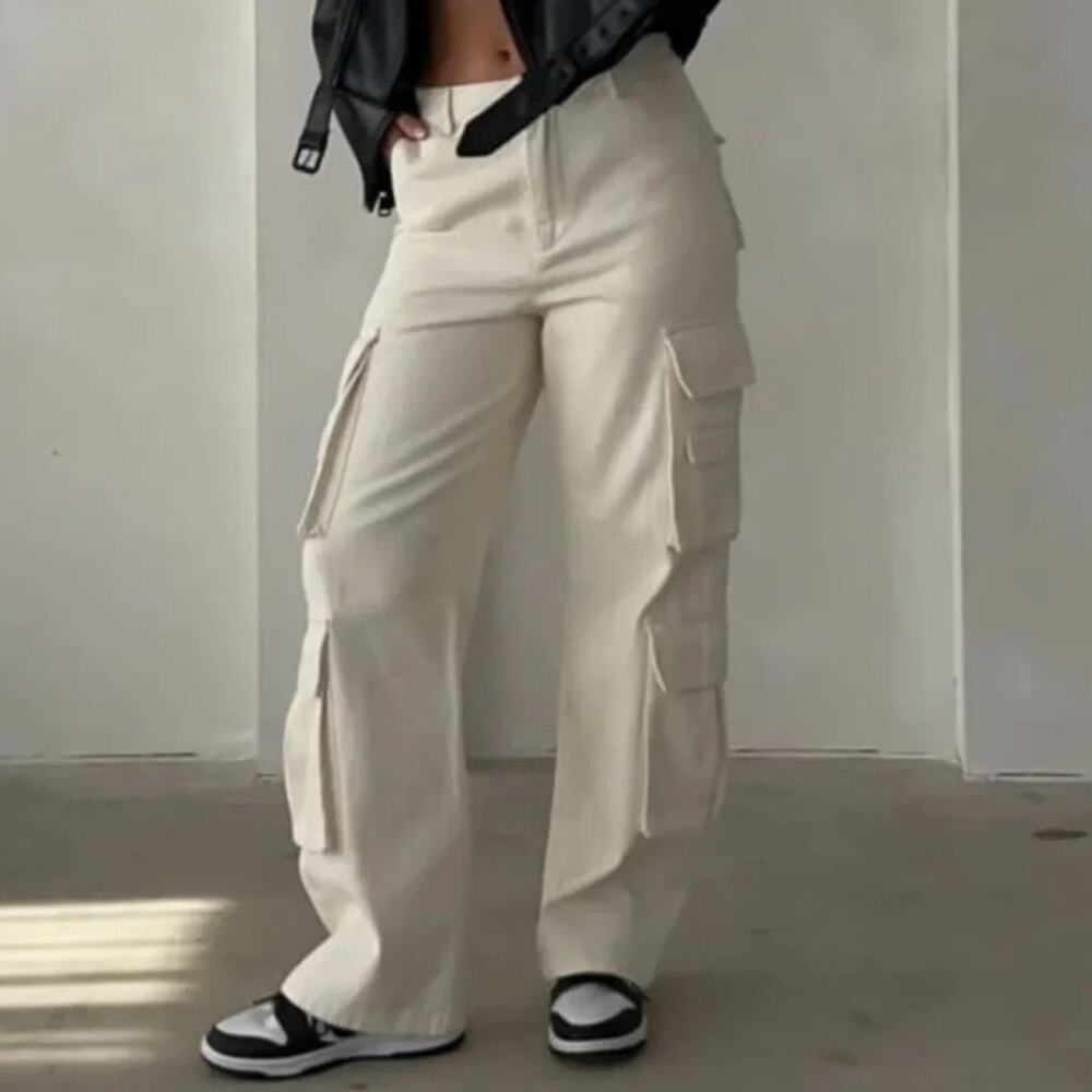 Rumored Union Cargo Pants Sand Cream Utility Wide Leg Size L
